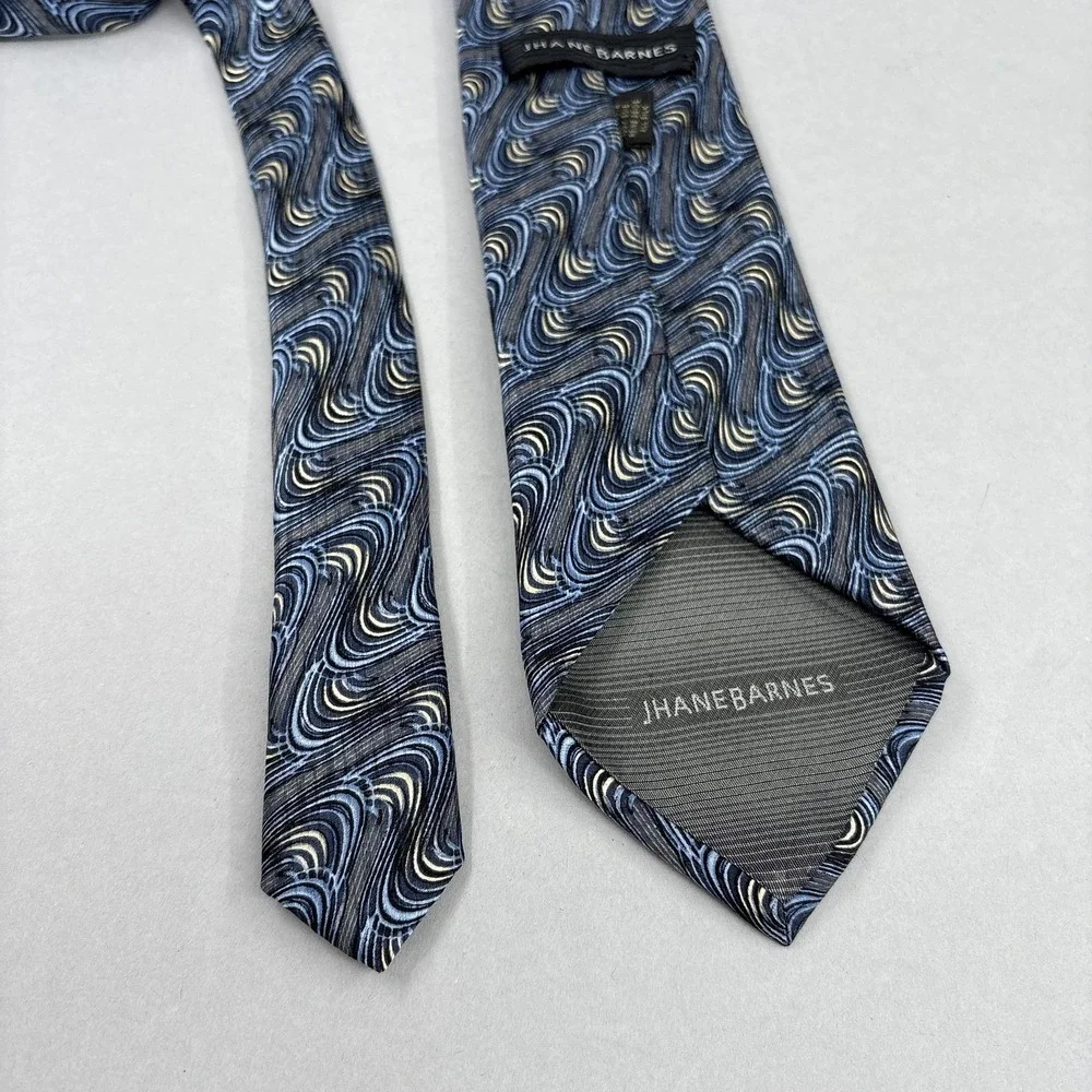Jhane Barnes Tie‎ Mens Silk Necktie Geometric Swirl Pattern Handmade Italy Art